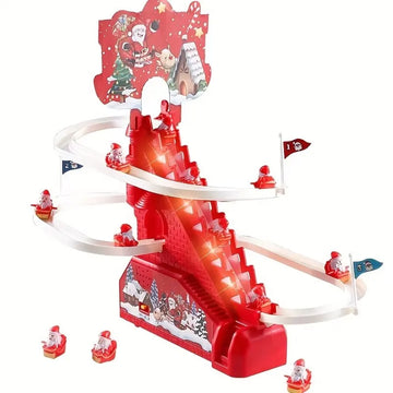 5PCS Christmas Gift Santa Claus Toys Assembled Track Automatic Climbing Stairs Lights Music Game Set Children's Educational Toys