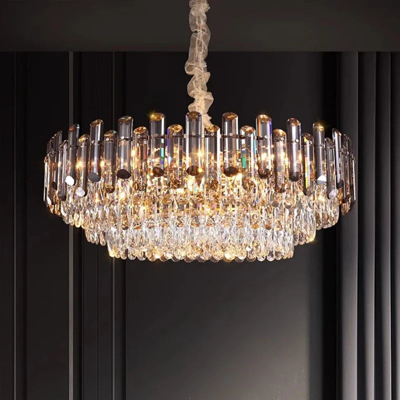 Modern Luxury Crystal Led Pendant Lights Villa Living Dining Room Decor Chandelier Lighting Lustre Bedroom Hanging Lamp Fixtures