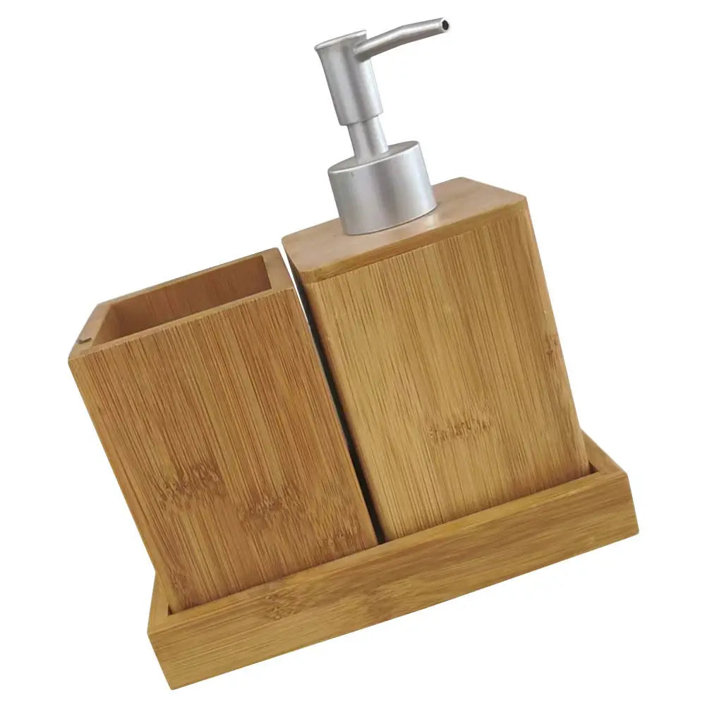 1 Set Bath Accessories Set Bamboo Bathroom Organizer Soap Dispenser Toothbrush Holder Lotion Pump for Home Bathroom Accessories