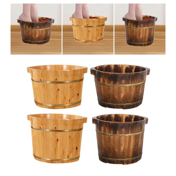 Wood Foot Bath Tub Deep Large Capacity Feet Soaking Tub Foot Wash Bucket Foot Bath Barrel for Bathroom Home Foot SPA Adults