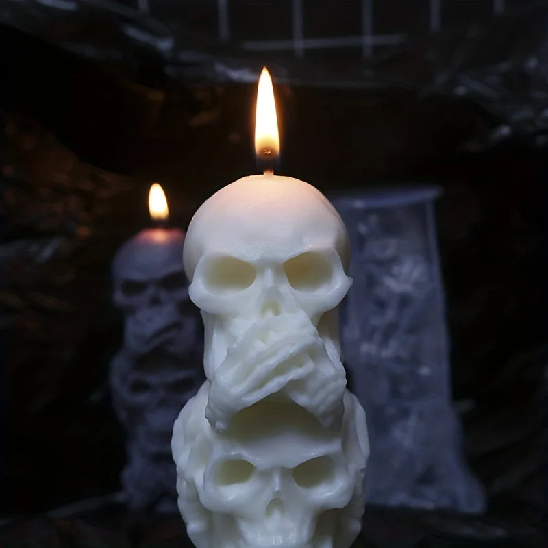 3 Skull Scary Decorations for Candles, Resin Crafts, Halloween and Spooky Room Decorations, Vintage Halloween Decorations