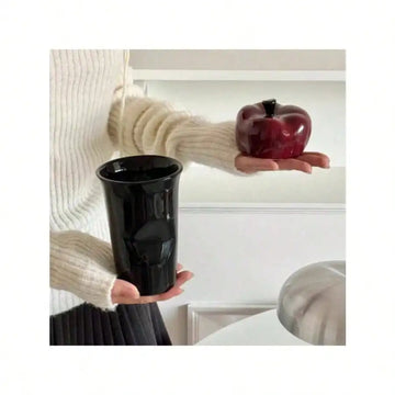 400ml Ceramic Lid Cup Hand-painted Retro Creative Apple Shaped Heat-resistant Cup Cute Coffee Milk Ceramic Cup Holiday Gift