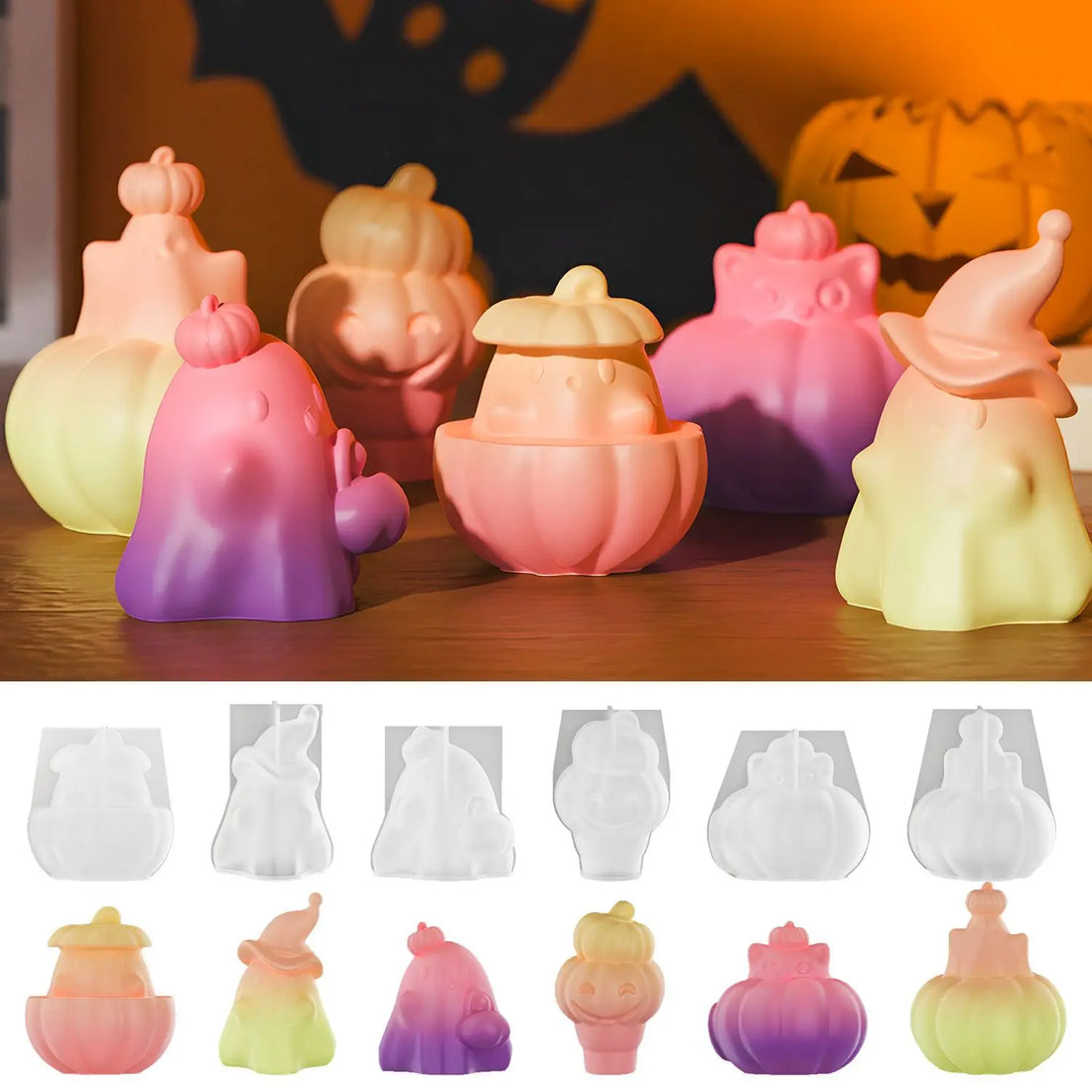 Pumpkin ghost making silicone mold, epoxy resin casting with 3D pumpkin mold Halloween DIY art gift home decorations ornaments