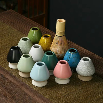 Ceramic Matcha Whisk Holder Stand for Drying and Storing Bamboo Chasen Tea Accessory
