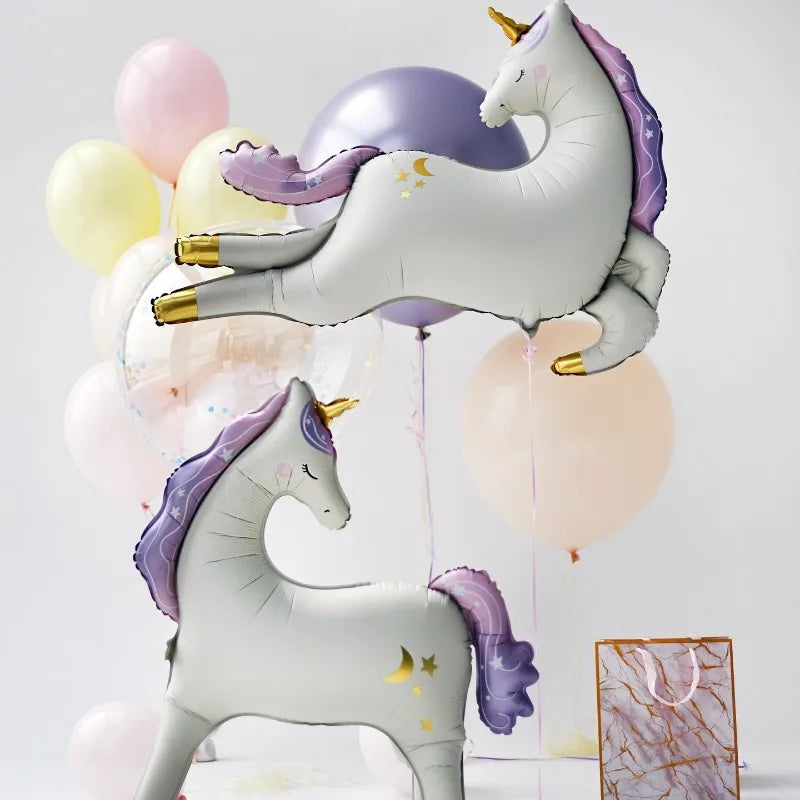 Cartoon 3D Standing Horse Foil Balloon Cartoon Matte Retro Horse Birthday Party Baby Shower Decoration Aluminum Foil Balloons