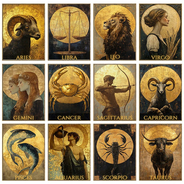 Golden Constellation Poster Celestial Cosmic Prints Canvas Painting Astrology Wall Art Pictures Home Living Room Zodiac Decor