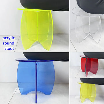 home furniture smooth transparent circular acrylic low shoes stool step stool acrylic footrest stools