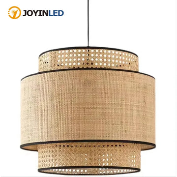 JOYINLED Modern Pendant Light Living Room Woven Rattan Chandelier Ceiling Light for Bar Loft Restaurant Bedroom Hanging Lamp