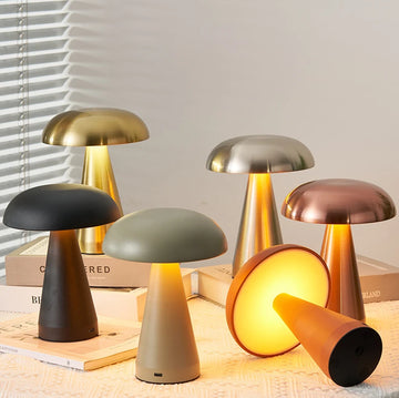 Golden Mushroom Table Lamp Creative Living Room Bedroom Bedside Atmosphere Lighting Children's Study Room Warm Lighting