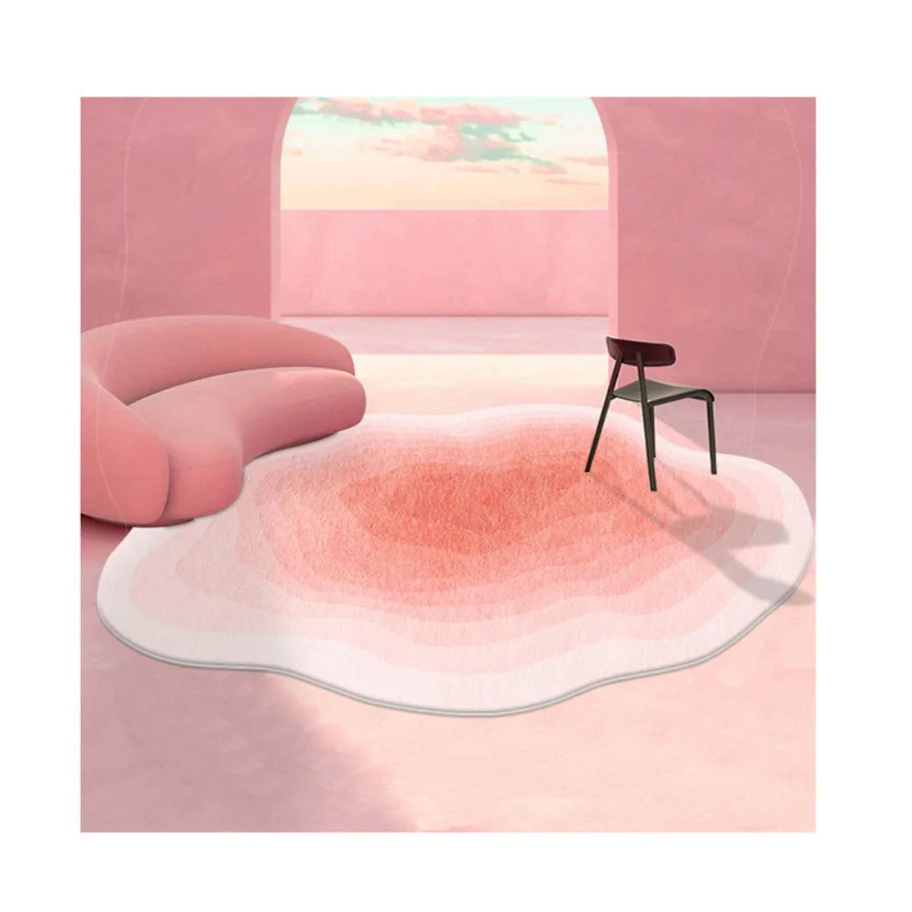Sweet Light Luxury Carpets for Living Room Cute Gradient Irregular Bedroom Decor Bedside Rug Non-slip Washable Large Area