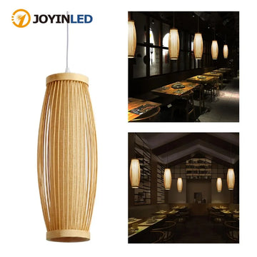 Japanese Style Handmade Bamboo Lamp Shade 13x36CM Lantern for Pendant Lamp Chandelier for Dining Room, Cafe, Study Decor