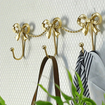 French Bowknot Wall Hooks Multi-Functional Decor Hooks for Keys Bags Scarves Coat Wall Organizer Hooks for Entryway Bedroom Gift