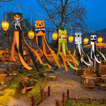 Halloween Decorations Outdoor Hanging Flags Halloween Ghost Hanging Pendant Halloween DIY Decoration Day of The Dead Ghost Decor
