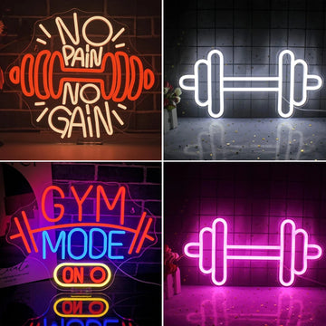 Dumbbell Neon Sign LED Gym Background Wall Decoration USB Powered Dimmable Suitable for Health Club Studio Signage Decoration