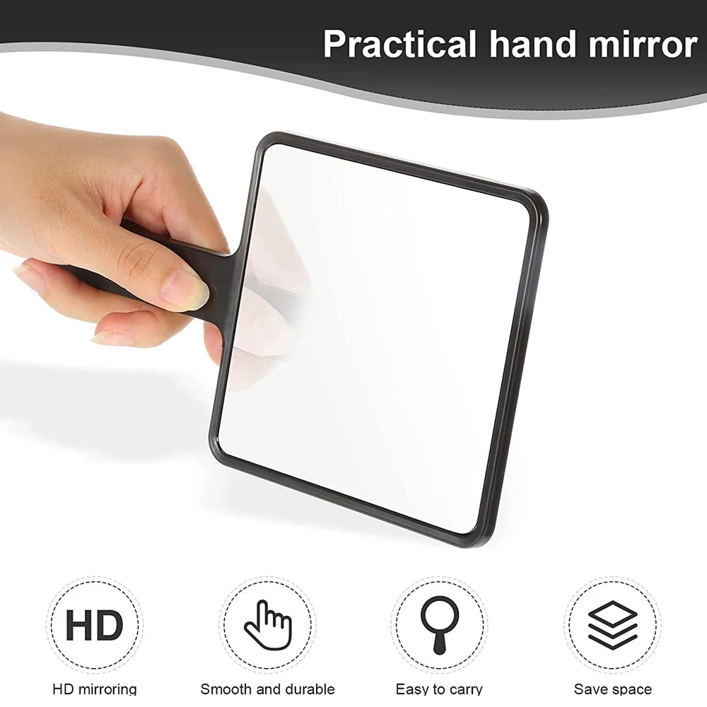 1Pcs Plastic Handle Handheld Makeup Vanity Mirror Portable Square Eyelash Extension Mirror Women Cosmetic Beauty Salon Supplies