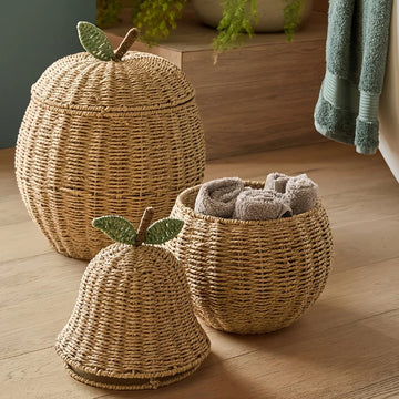 Handmade Rope Woven Storage Basket Apple Pear Fruit Shape Laundry Basket Multi-functional Storage Toy Clothes Organizers Baskets