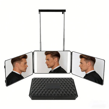 3 Way 360° LED Haircut Mirror Door-Hanging Hook Design Portable for Self-Cutting MakeupTravel-Friendly Illuminated Vanity