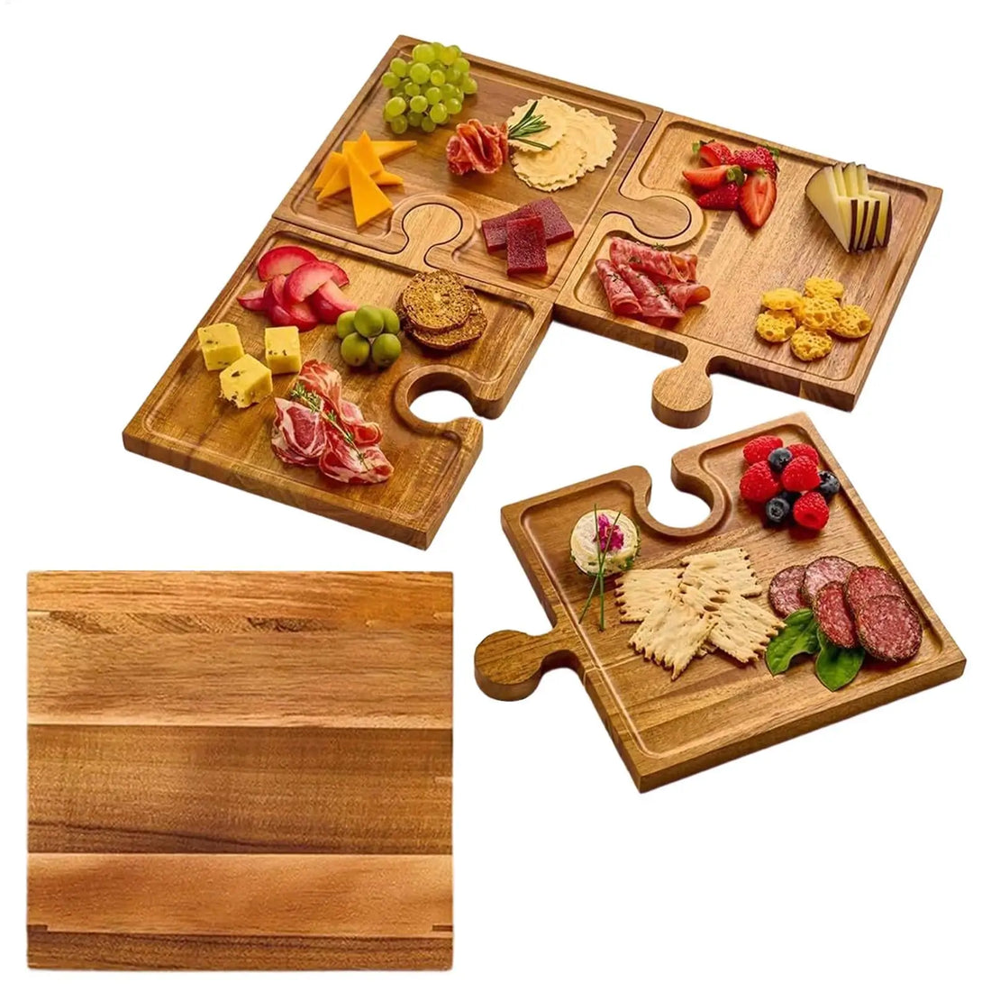 Puzzle Food Display Tray Wooden Charcuterie Board Snack Serving Tray Food Platter Appetizer Board For Meat Fruit Cheese Snack