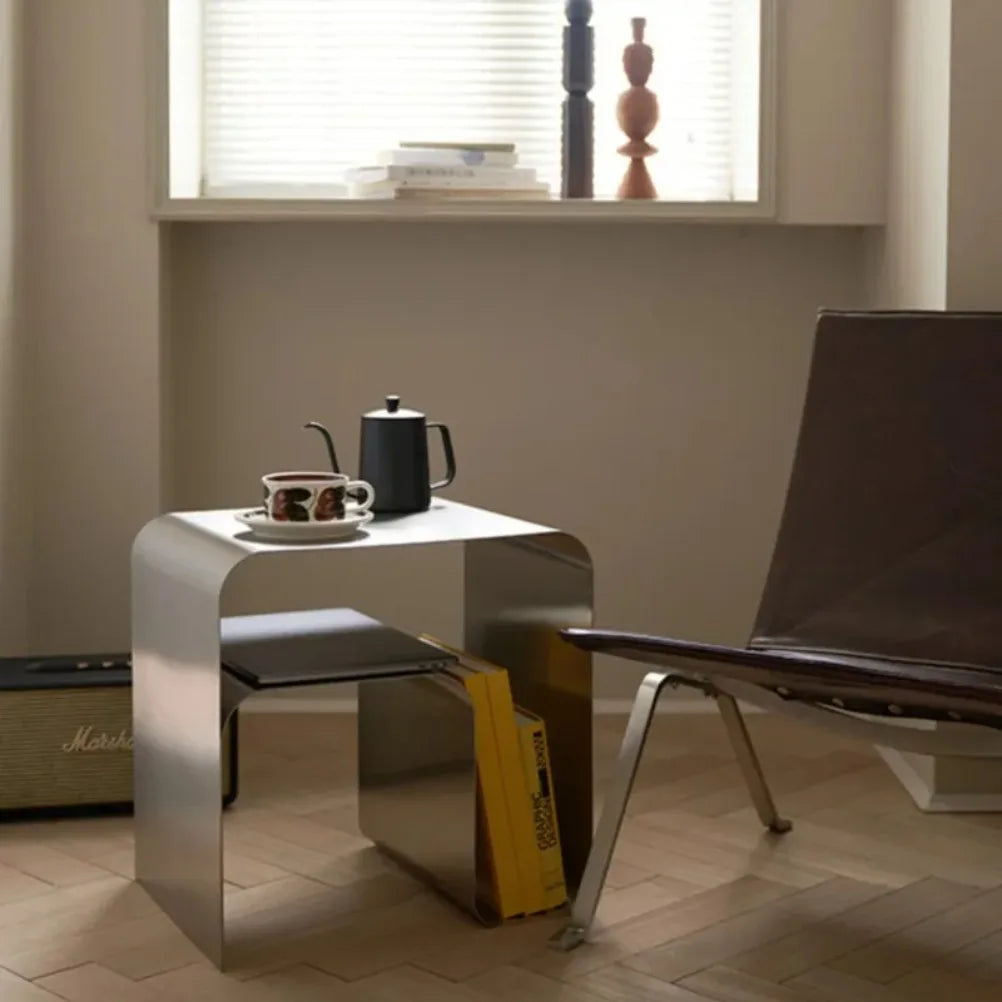 Minimalist Stainless Steel Bedside Table Antique Side Table Integrally Molded Storage Cabinet Coffee Table Living Room Furniture
