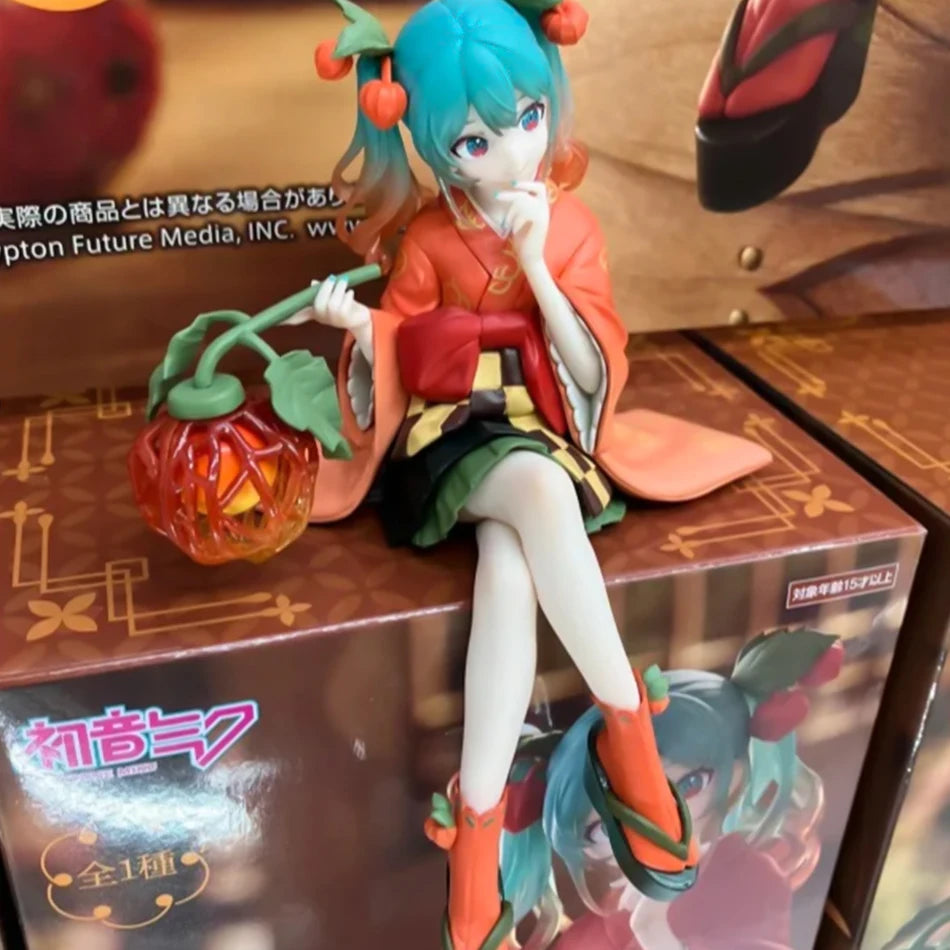 Hot Bandai Hatsuned Miku Anime Noodle Stopper Figure - Flower Fairy Winter Cherry PVC Model Collection Doll Toy Gifts In Stock