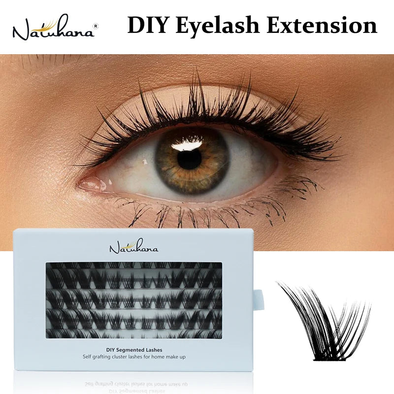 NATUHANA DIY Clusters Individual Lashes DIY Eyelash Extension Makeup Tools Supplies at home