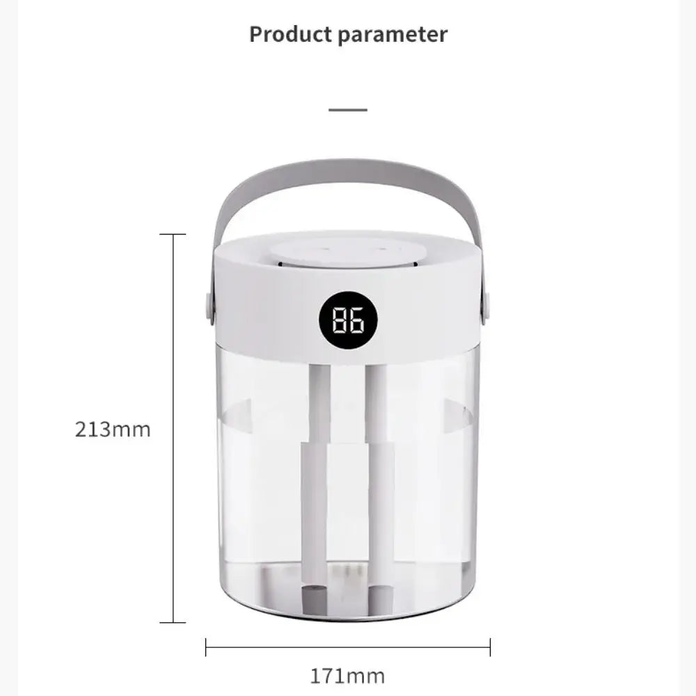 1Pcs 3L Top Fill Humidifier, Double Spray & 7-Color Light, Smart Digital Display (T20)/Standard (T21), 12H Quiet for Home Office