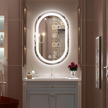 Smart LED  Bathroom Mirror, Anti-Fog Defog Function, Wall Mounted Illuminated Makeup Mirror with Touch Sensor for Bathroom