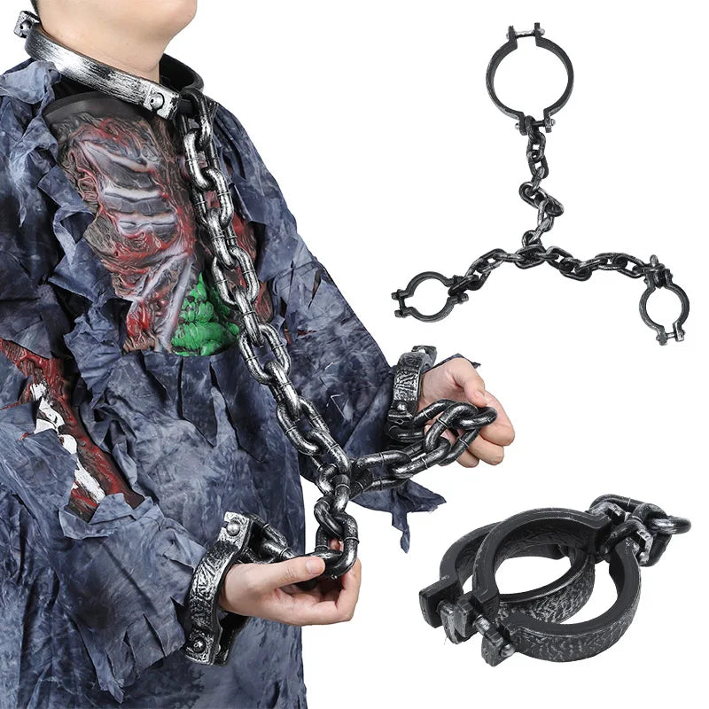 1Set Halloween Plastic Chains Prisoner Costume Cosplay Accessories Haunted House Horror Props Halloween Party Decoration Supply