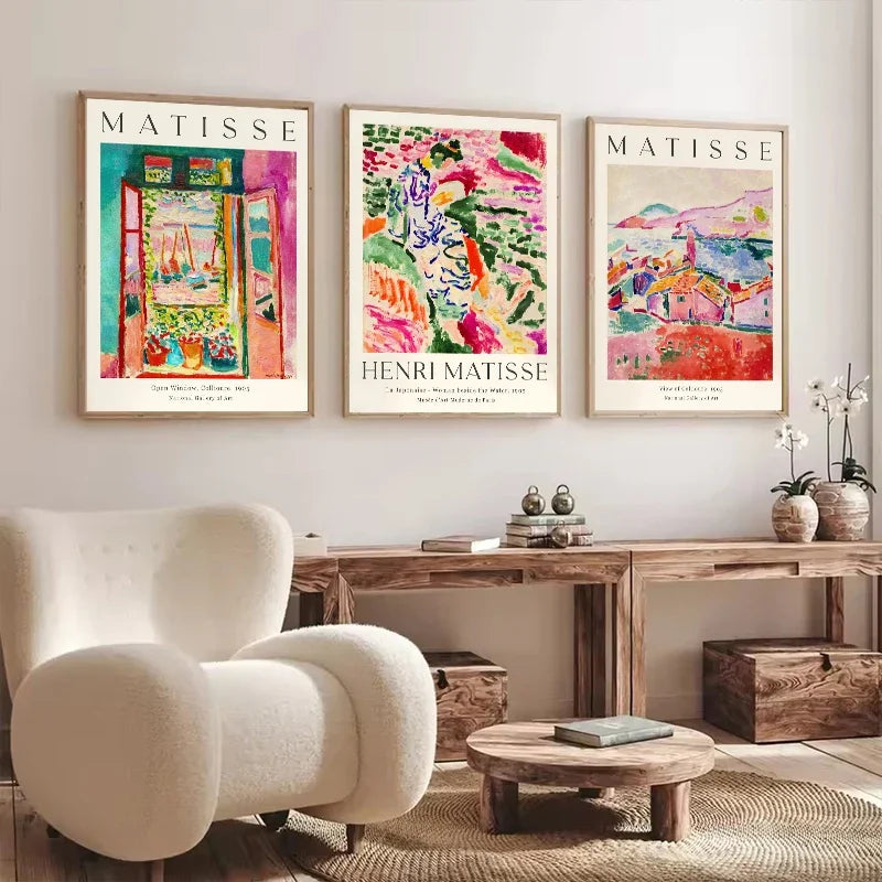 Vintage Abstract Matisse Exhibition Mid Century Landscape Wall Art Posters Canvas Painting Prints Pictures for Room Home Decor