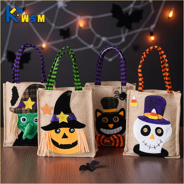 1-10PCS Halloween Treat Bags with Handles for Kids Candy Gift Supplies Party Favor Packaging Bag for Trick or Treat Decoration