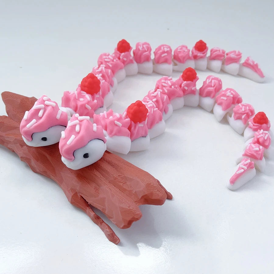 3d Printed Egg Snake Model, Plastic Animal Ornament That Can Swing, Movable Joints, Creative Desktop Decoration Sculpture