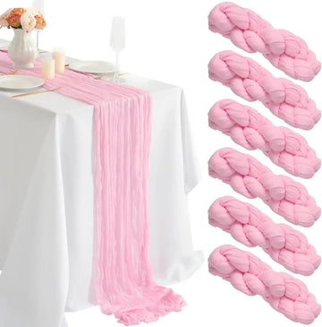 90*180CM Pink Cheesecloth Table Runner Romantic Wedding Dining Table Decoration Pink Tablecloth For Bridal Party Christmas