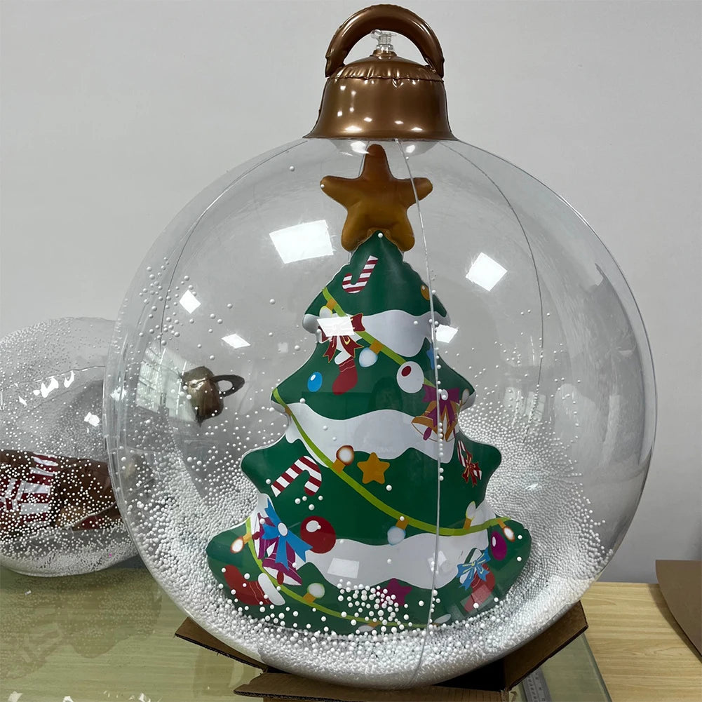 24 Inch Light Up PVC Inflatable Christmas Ball with Light Remote PVC Giant Inflatable Christmas Balls Christmas Decorations Ball