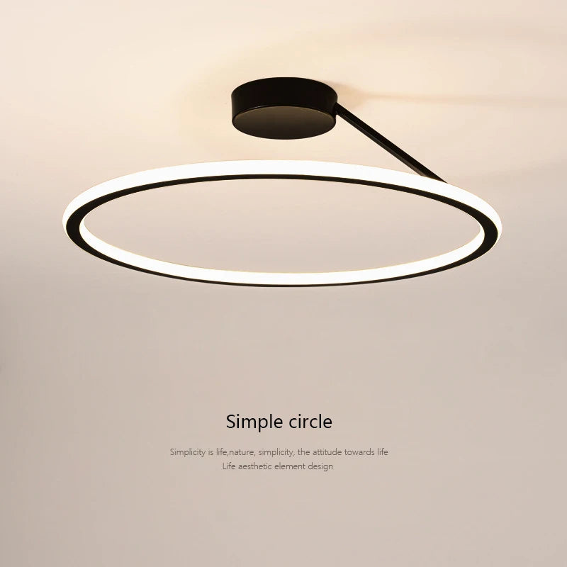 Modern Simple Circle Led Ceiling Chandelier Round Ring Aluminium Dimmable Bedroom Lamp Lighting Study Room Luster Light Fixtures