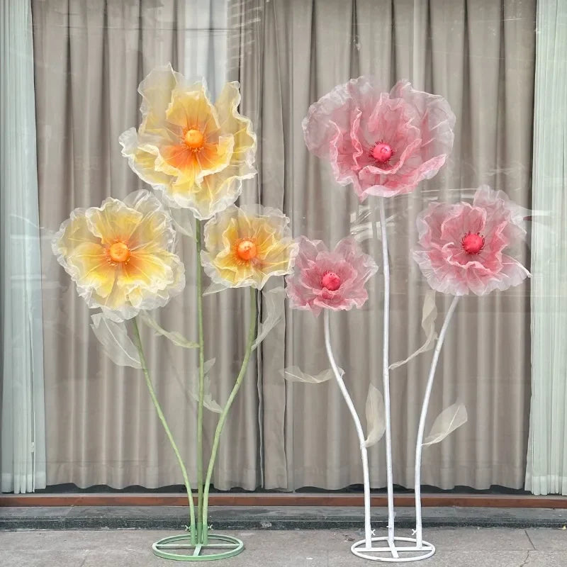 180cm Artificial Flowers Large Silk Yarn Poppy Wedding Background Road Lead Flower Window Display Garden Decoration Home Decor
