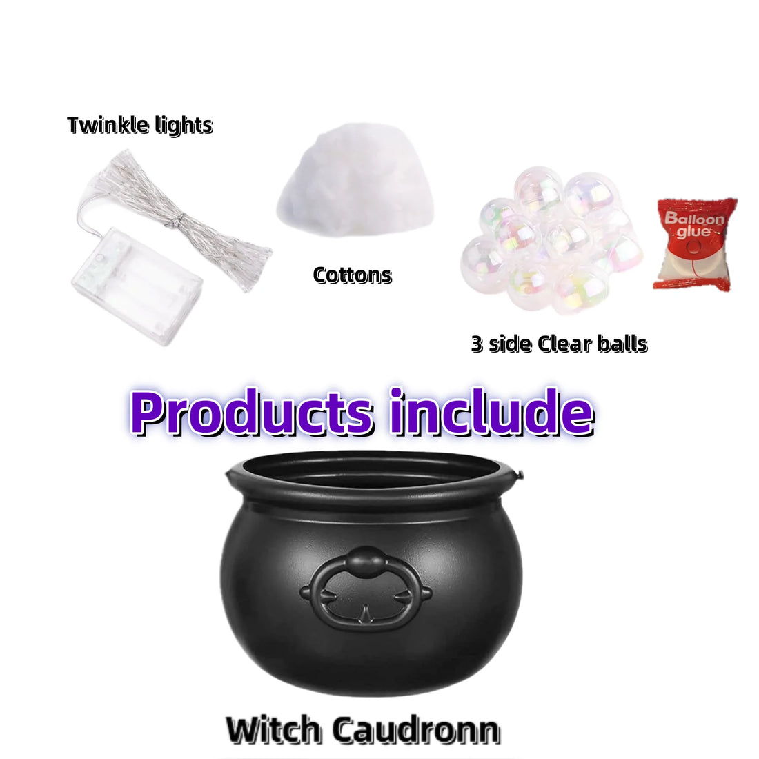 Black Plastic Witches Cauldron Halloween Decorations Indoor ,Black Plastic Bowl Decoration for Home Kitchen Room Party Table