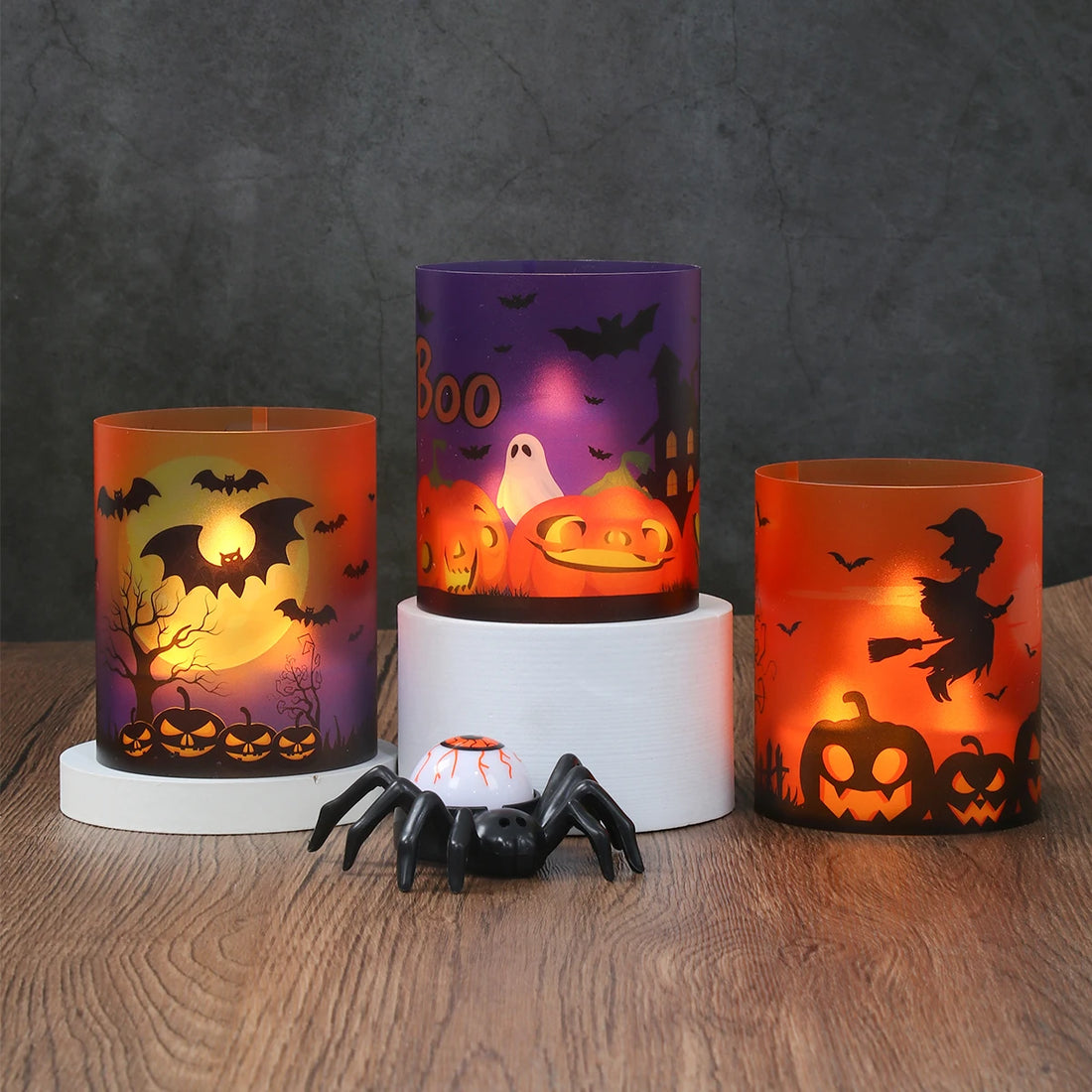 6pcs Halloween Pvc Lantern Ghost Pumpkin Bat Lampshade No Lights Halloween Party Home Table Decoration Haunted House Horror Prop