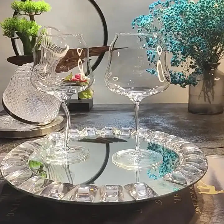 High-Value Red Wine Glass 1/2pcs High-Value Home Red Wine Glass - Wave-shaped High-legged Cup Crystal Twist Body Cup