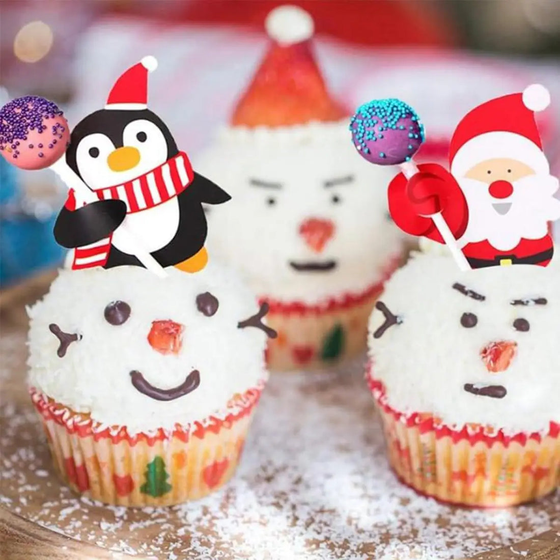 50-500PCS Christmas Candy Gift Packaging Festive Decorative Paper Card Santa Claus Penguin Card Gift Accessory Party Supplies