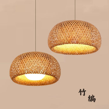 Bamboo Pendant Lamp Lustre Chandelier Hanging Lamp Handmade Rattan Pendant Light Fixture Restaurant Dining Room Indoor Lighting