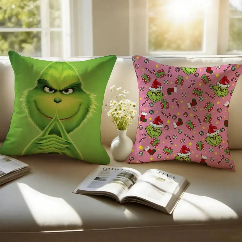 Film The G-Grinch C-Christmas Pillow Case Anti-dustmite Pillowcase Invisible zipper silky short plush Sofa cushion cover