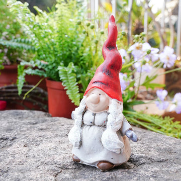 1PC, a cute statue of an old lady in a red hat, a hand-painted garden decorative handicraft made of resin
