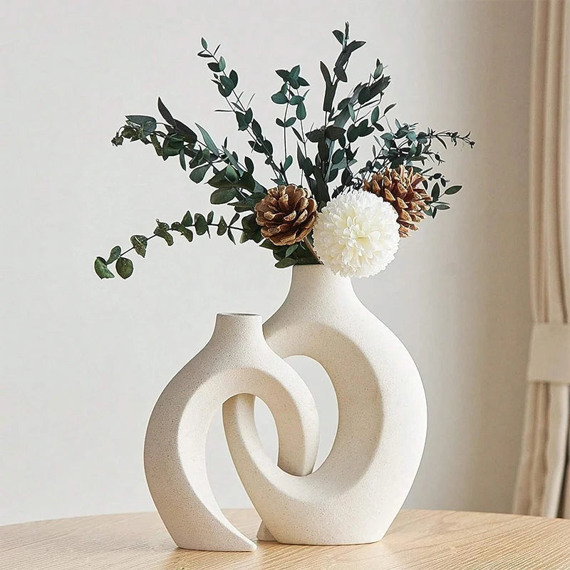 Beautiful European Ceramic Vase Set Creative White Simple Home Decoration Living Room Entryway TV Cabinet Decoration