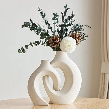 Beautiful European Ceramic Vase Set Creative White Simple Home Decoration Living Room Entryway TV Cabinet Decoration
