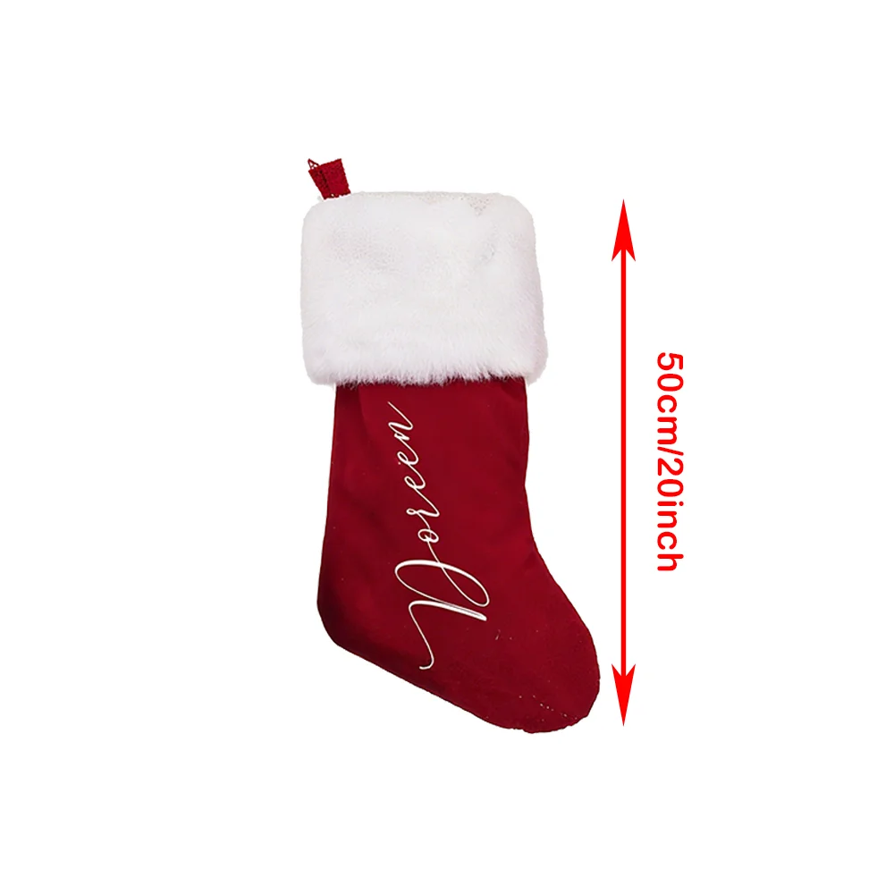 1pcs Custom Name Red Plush Christmas Stocking Personalized Christmas Stockings Christmas Gift 2025 Family Stockings Decor Gift