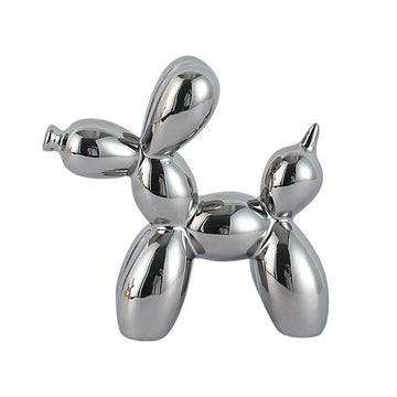 21cm/11cm Creative Gold Silver Balloon Dog Abstract Ceramic Ornament pet Sculpture Figurine Statue Home Office Decoration Gift