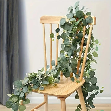 1Pc Artificial Eucalyptus Leaves Greenery Garland Faux Plant Spring Vines with White Flowers Berries for Wedding Home Party Decor
