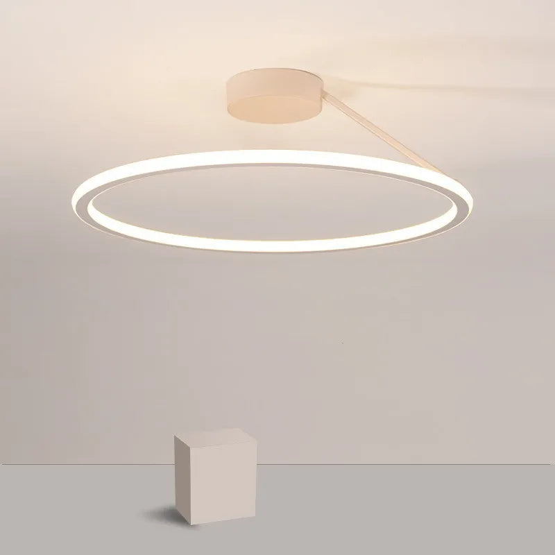 Modern Simple Circle Led Ceiling Chandelier Round Ring Aluminium Dimmable Bedroom Lamp Lighting Study Room Luster Light Fixtures