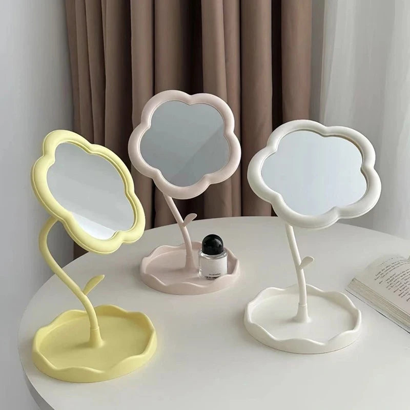 Student Dormitory Desktop Makeup Mirror Special-shaped Dresser Makeup Mirror Girls Flower Mirror Makeup Mirror Desktop Mirror