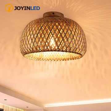 JOYINLED 30/38CM Woven Lamp Shade for Pendant Light Rattan Semi Flush Mount Light Fixture for Living Room, Bedroom, Kitchen